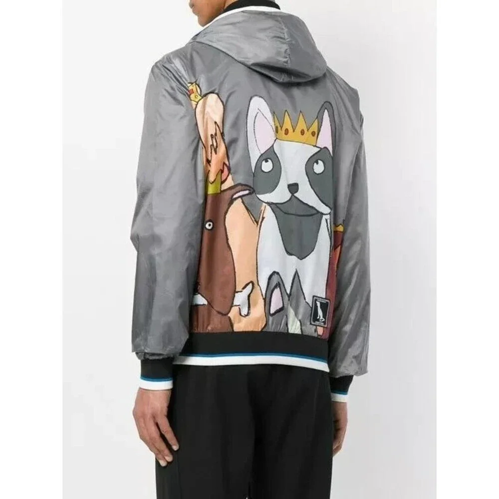 Dolce & Gabbana Men's K-way Dog Patch Jacket Ribbed Zip-Up Printed NEW  XL - Picture 2 of 12